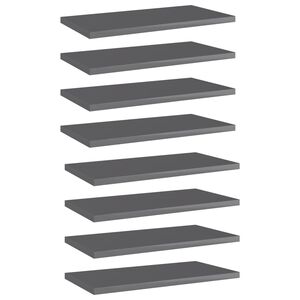 vidaXL B&uuml;cherregal-Bretter 8 Stk. Hochglanz-Grau 40x20x1,5 cm