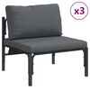 vidaXL Gartensofa-set mit Kissen 7 pcs Schwarz Stahl