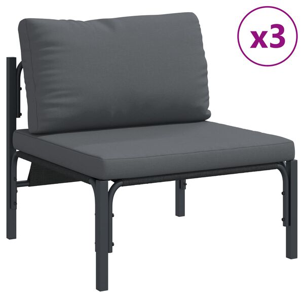 vidaXL Gartensofa-set mit Kissen 7 pcs Schwarz Stahl