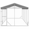 vidaXL Outdoor-Hundezwinger mit Dach Silbern 3x7,5x2,5m Stahl Verzinkt