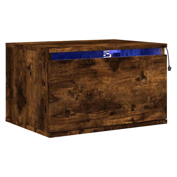 vidaXL Wand-Nachttisch mit LED-Leuchten R&auml;uchereiche