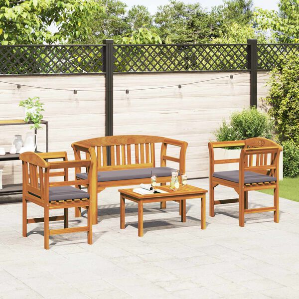 vidaXL Gartenrosen-Lounge-Set mit Kissen 4 pcs Massivholz Akazie
