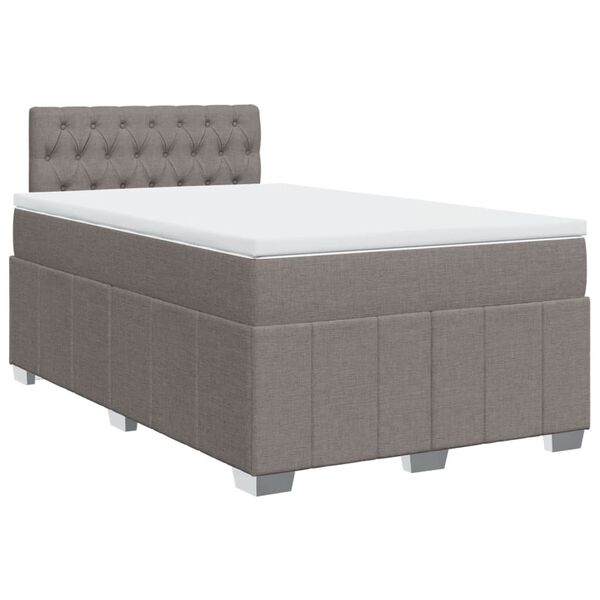 vidaXL Boxspringbett mit Matratze Taupe 120x190 cm Stoff