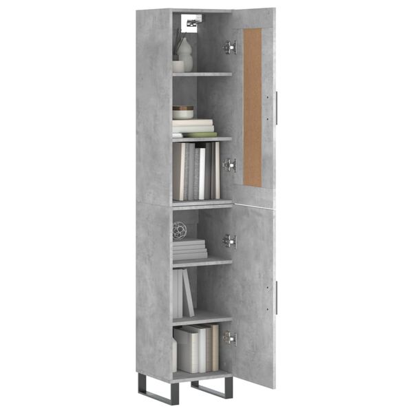 vidaXL Highboard Betongrau 34,5x34x180 cm Holzwerkstoff
