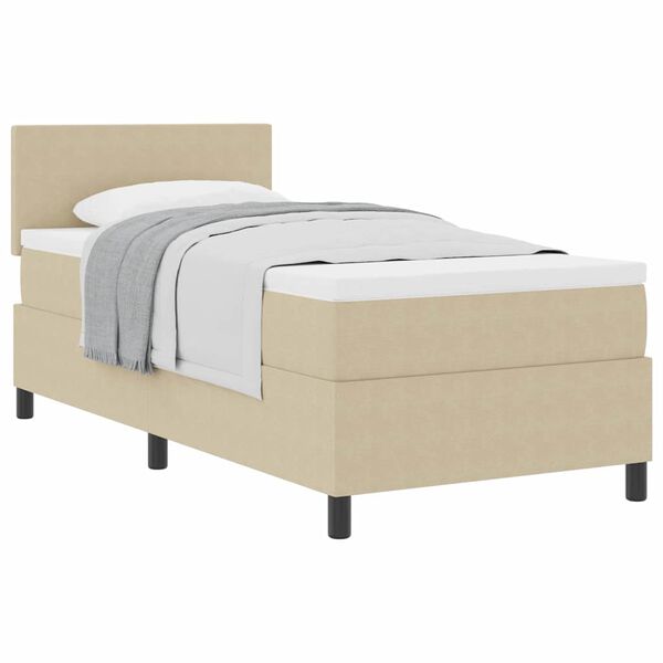 vidaXL Boxspringbett Hellgrau und Wei&szlig; 90 x 190 cm Cordstoff