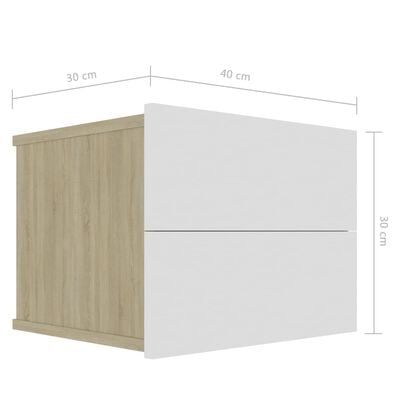 vidaXL Nachttische 2 Stk. Weiß Sonoma-Eiche 40x30x30 cm Holzwerkstoff