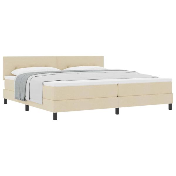 vidaXL Boxspringbett mit Matratze Creme 200 x 200 cm Stoff