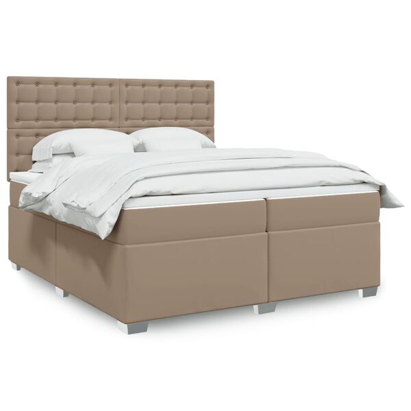 vidaXL Boxspringbett Matratze Cappuccino-Braun 200x200cm Kunstleder