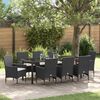 vidaXL Garten Essgruppe mit Kissen 9 pcs Schwarz Poly-Rattan
