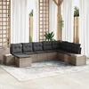 vidaXL Garten-Sofa-Set mit Kissen mit Speicher 8 pcs Grau Poly-Rattan