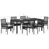 vidaXL Garten Essgruppe 7 pcs Schwarz Poly-Rattan