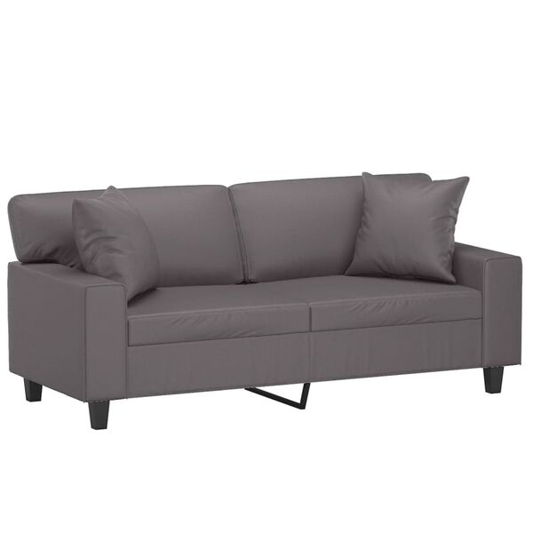 vidaXL 2-Sitzer-Sofa mit Zierkissen Grau 140 cm Kunstleder