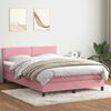 vidaXL Boxspringbett mit Matratze & LED Rosa 160x220 cm Samt