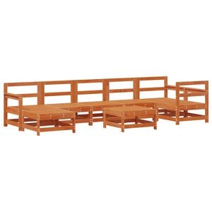 vidaXL Garten-Lounge-Set 8 pcs Wachsbraun Massives Kiefernholz