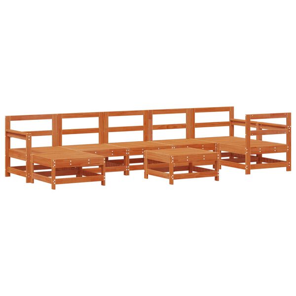 vidaXL Garten-Lounge-Set 8 pcs Wachsbraun Massives Kiefernholz
