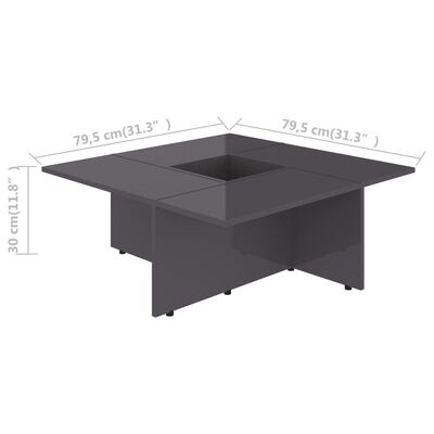 vidaXL Couchtisch Hochglanz-Grau 79,5x79,5x30 cm Holzwerkstoff