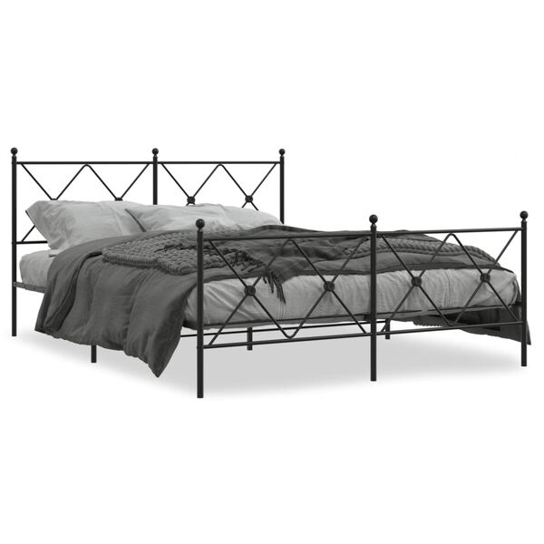 vidaXL Metallbett ohne Matratze mit Fu&szlig;teil Schwarz 160x200 cm