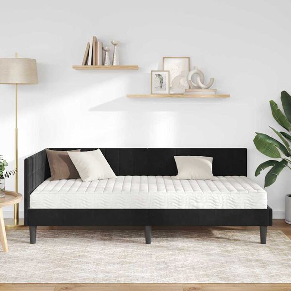 vidaXL Eckbettgestell mit Matratze mit Kopfteil 2 pcs Schwarz Samt