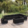 vidaXL 10-tlg. Garten-Lounge-Set mit Kissen Poly Rattan Schwarz