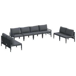 vidaXL Gartensofa-set 8 stk. Schwarz Stahl