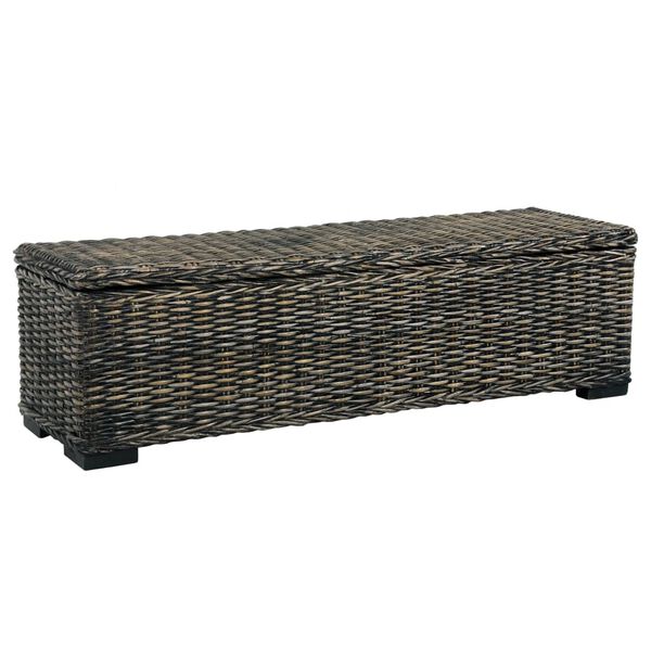 vidaXL Aufbewahrungsbox 120 cm Schwarz Kubu-Rattan Massivholz Mango