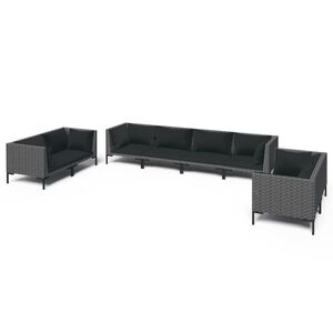 vidaXL 8-tlg. Garten-Lounge-Set mit Kissen Poly Rattan Dunkelgrau