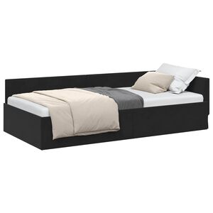 vidaXL Eckbettgestell mit Kopfteil Schwarz 80 cm x 200 cm Samt