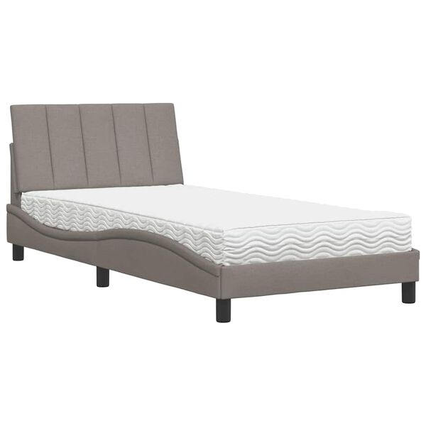 vidaXL Bett mit Matratze "Hanko" Taupe 100x200 cm Stoff