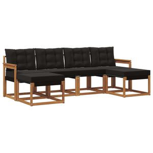 vidaXL Outdoor-Sofagarnitur mit Kissen 6 pcs Nat&uuml;rlich und Schwarz