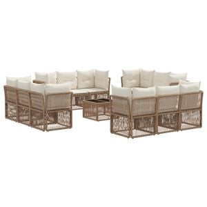 vidaXL Gartensofa-set 13 pcs Beige Poly-Rattan