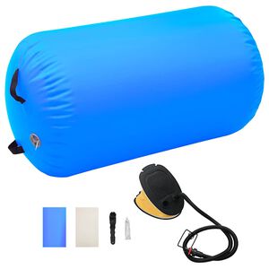 vidaXL Aufblasbare Gymnastik-Rolle mit Pumpe 100x60 cm PVC Blau