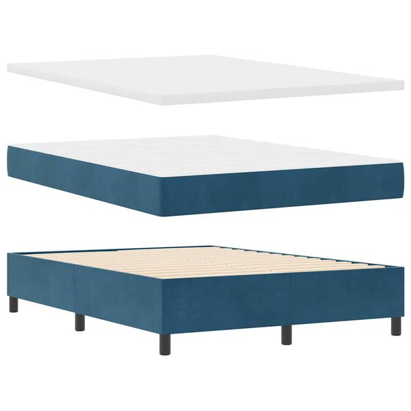 vidaXL Boxspringbett mit Matratze Dunkelblau 160 x 200 cm Samt