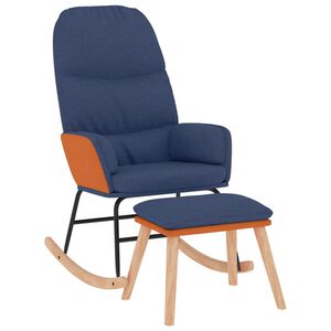 vidaXL Schaukelsessel mit Hocker Blau Stoff