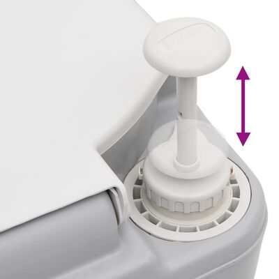 vidaXL Camping-Toilette Tragbar Grau und Weiß 22+12 L HDPE