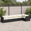 vidaXL 6-tlg. Garten-Lounge-Set mit Kissen Schwarz Poly Rattan