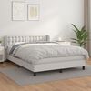 vidaXL Boxspringbett mit Matratze Wei&szlig; 140x190 cm Kunstleder