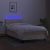vidaXL Boxspringbett mit Matratze & LED Creme 90x200 cm Stoff