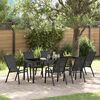 vidaXL Garten Essgruppe 7 pcs Schwarz Pulverbeschichteter Stahl