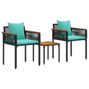 vidaXL Gartenm&ouml;bel Set mit Kissen Schwarz und T&uuml;rkis Poly-Rattan
