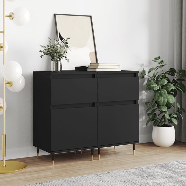 vidaXL Sideboards 2 Stk. Schwarz 40x35x70 cm Holzwerkstoff