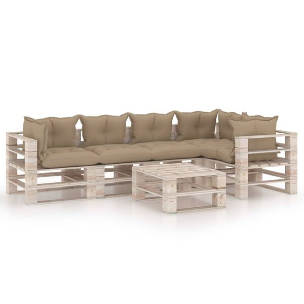 vidaXL 6-tlg. Garten-Lounge-Set aus Paletten mit Kissen Kiefernholz