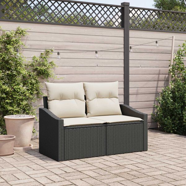 vidaXL Garten-Sofa mit Kissen 123 x 62 x 69 cm Poly-Rattan