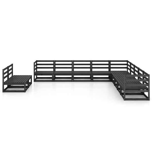 vidaXL 11-tlg. Garten-Lounge-Set Schwarz Massivholz Kiefer