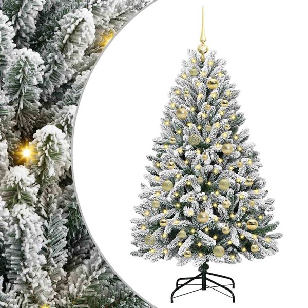 vidaXL K&uuml;nstlicher Weihnachtsbaum Gr&uuml;n und Wei&szlig; 120 cm PVC und Metall