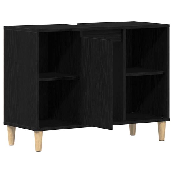 vidaXL Spülbeckenschrank Eiche Schwarz 80x33x60 cm Holzwerkstoff