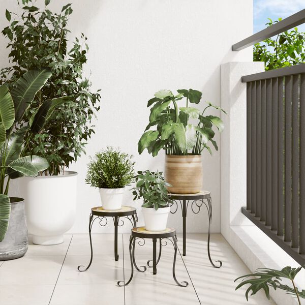 vidaXL Pflanzenständer 3 Stk. Terrakottarot und Weiß Keramik