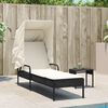 vidaXL Sonnenliege mit Dach und Tisch Schwarz Poly Rattan