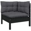 vidaXL 7-tlg. Garten-Lounge-Set mit Kissen Schwarz Kiefer Massivholz