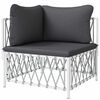 vidaXL Garten-Ecksofa mit Kissen Weiß Gewebe