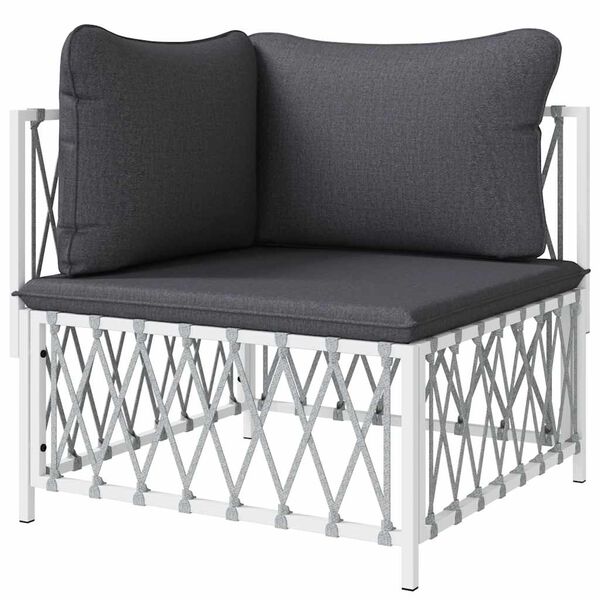 vidaXL Garten-Ecksofa mit Kissen Weiß Gewebe